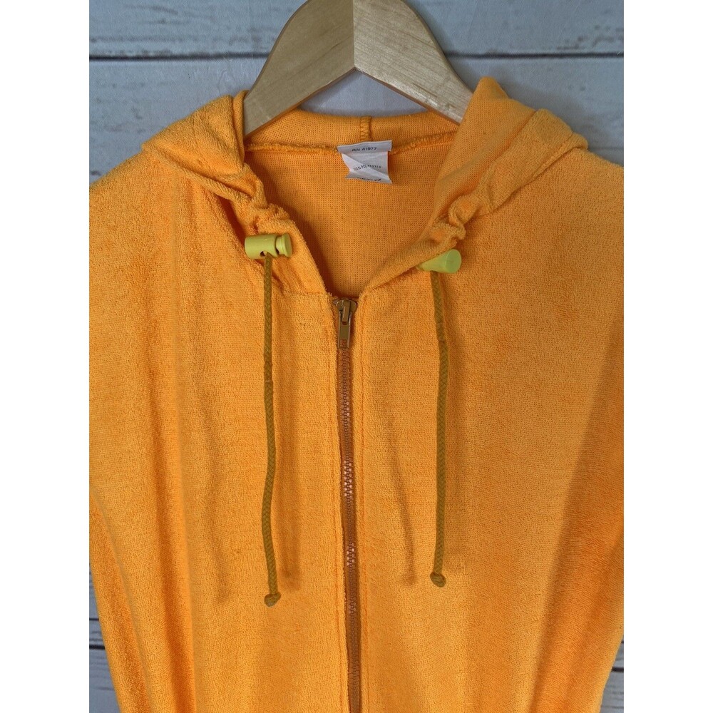 Vintage 80s Jag Swim Dress Romper Cover Up Size Small Petite Neon Orange So Cute - Picture 2 of 7